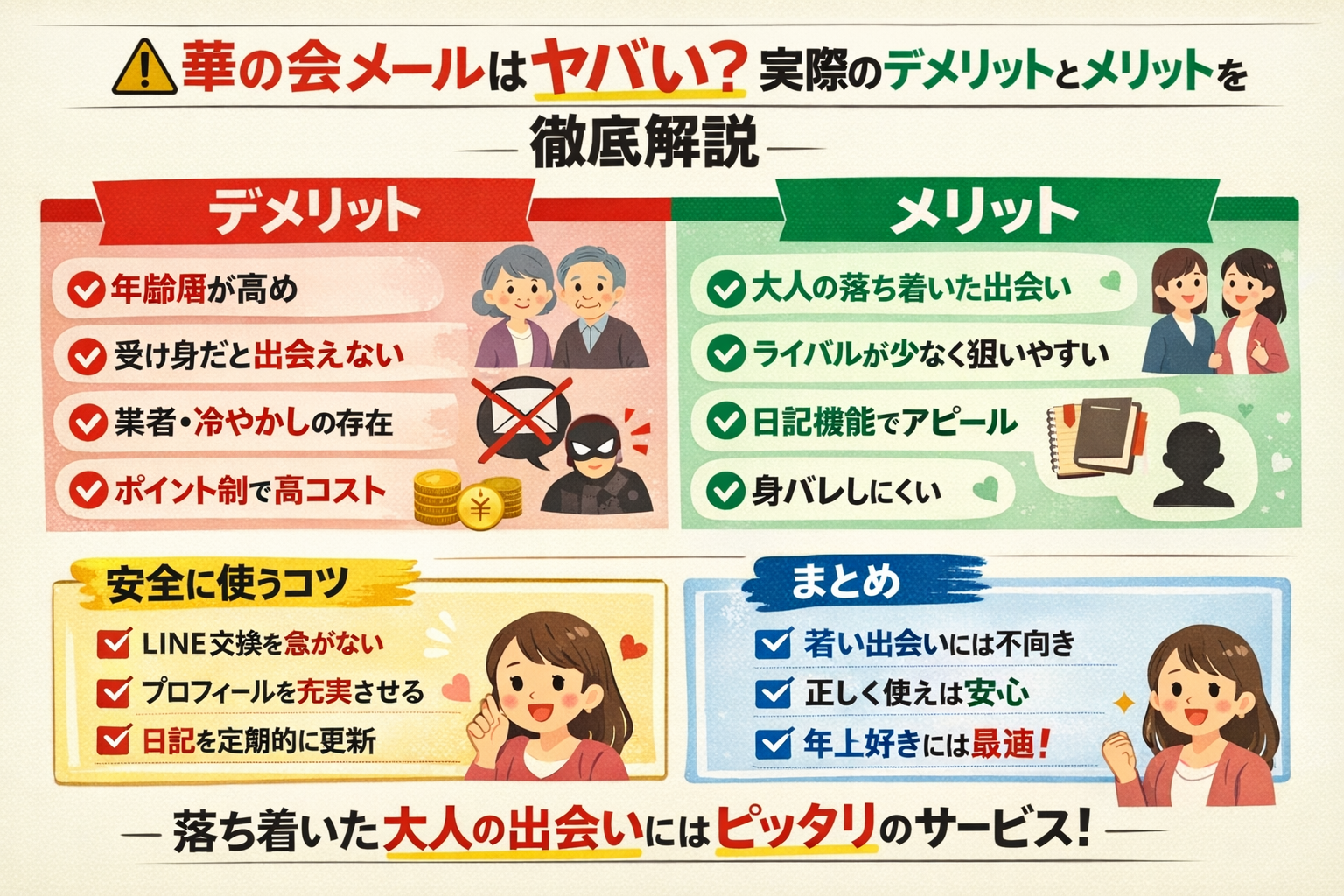 ⚠華の会メールはヤバい？実際のデメリットとメリットを徹底解説